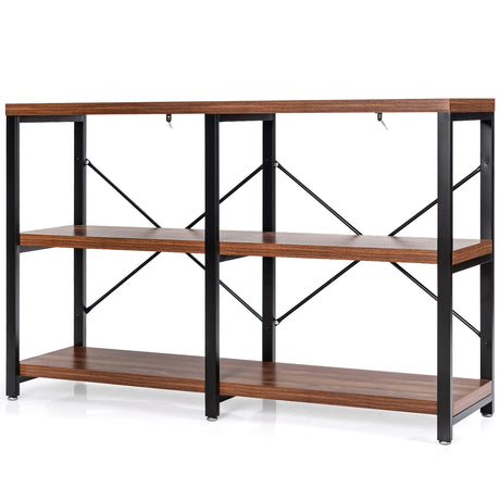 3 Tier 47 Inch Console Metal Frame Sofa Table-Rustic Brown