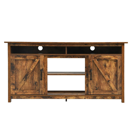 60Industrial TV Stand Entertainment Center with Shelve and Cabinet-Brown
