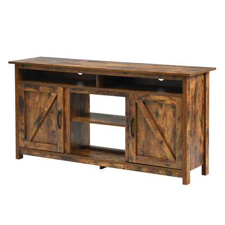 60Industrial TV Stand Entertainment Center with Shelve and Cabinet-Brown