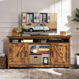 60Industrial TV Stand Entertainment Center with Shelve and Cabinet-Brown