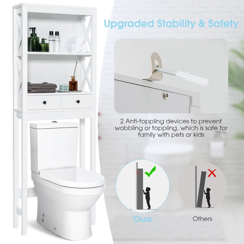 Toilet Space Saver Bathroom Organizer Storage Shelf with Drawers
