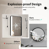 Bathroom Wall Mirror with Rounded Corner for Washroom-Black