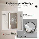 Bathroom Wall Mirror with Rounded Corner for Washroom-Golden