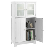 Bathroom Storage Cabinet with Tempered Glass Doors & Adjustable Shelf for Dining Room and Living Room