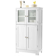 Bathroom Storage Cabinet with Tempered Glass Doors & Adjustable Shelf for Dining Room and Living Room
