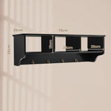 Wall Mount Cubby Organizer Hooks Entryway Storage Shelf-Black