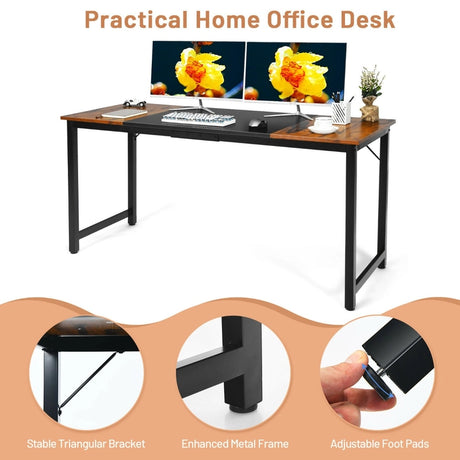 63 Inch Modern Splice Computer Desk with Heavy Duty Steel Frame