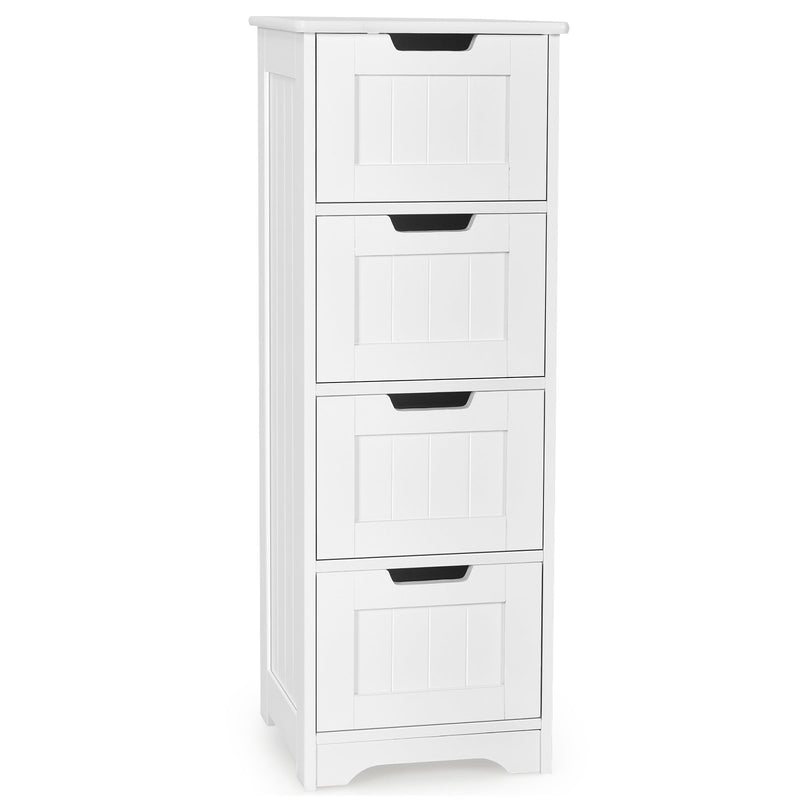 Free-Standing Side Storage Organizer with 4 Drawers-White