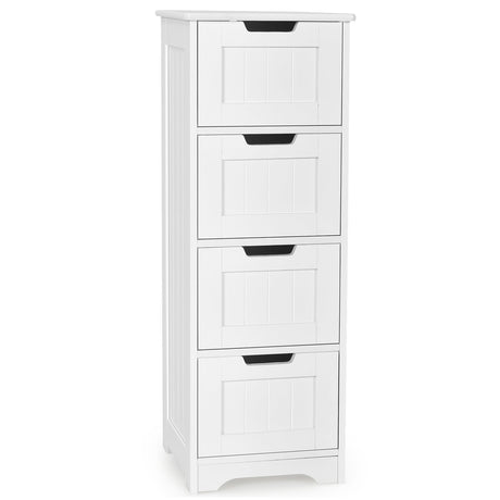 Free-Standing Side Storage Organizer with 4 Drawers-White