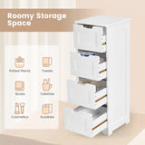 Free-Standing Side Storage Organizer with 4 Drawers-White