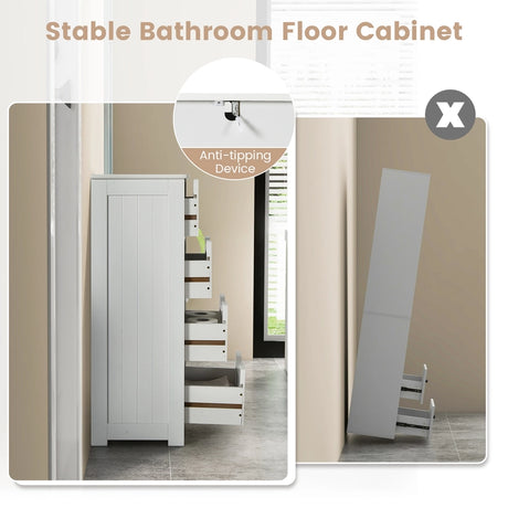Free-Standing Side Storage Organizer with 4 Drawers-White