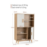 Freestanding Wooden Sideboard Storage Cabinet with 2 Doors and 4 Shelves-White