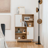 Freestanding Wooden Sideboard Storage Cabinet with 2 Doors and 4 Shelves-White