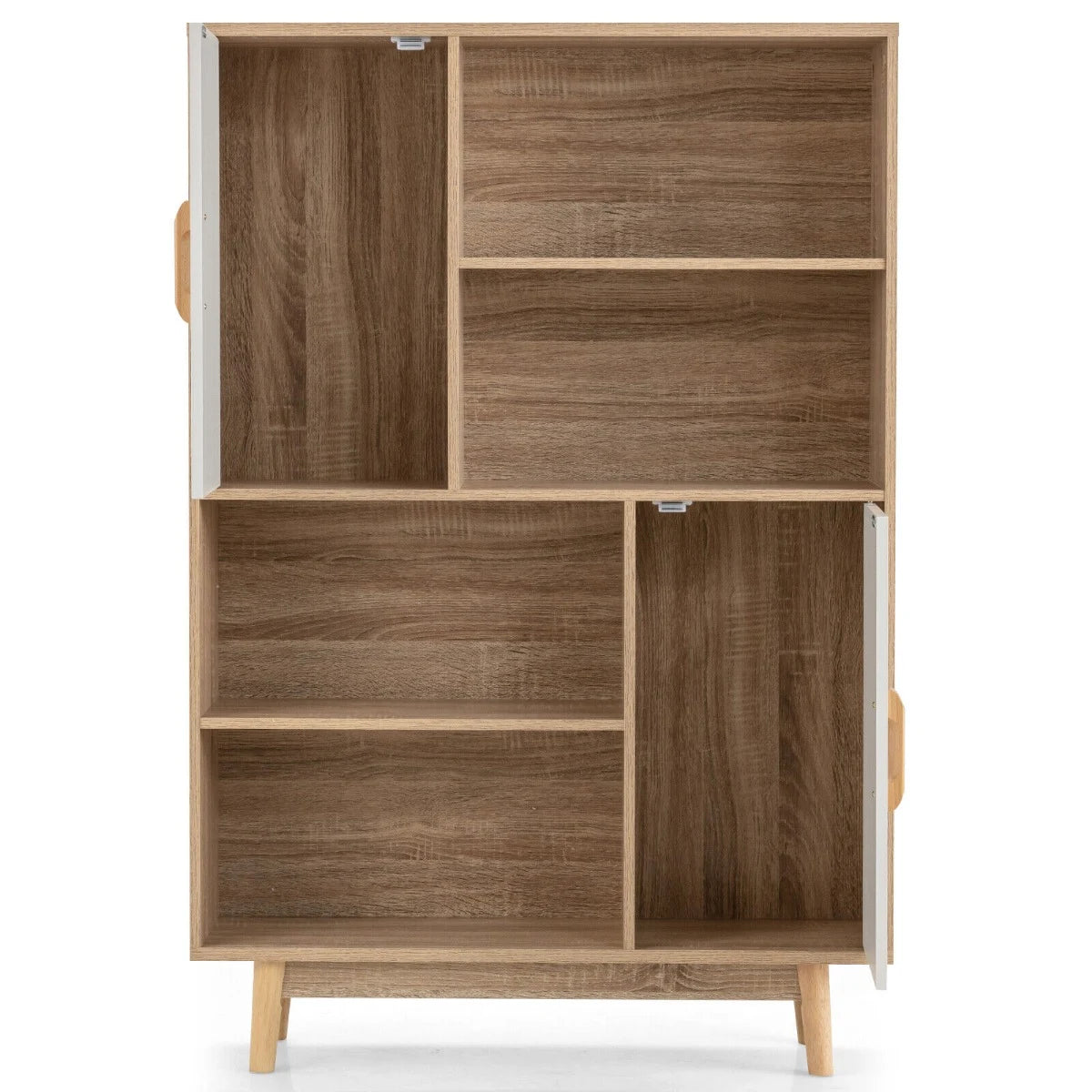Freestanding Wooden Sideboard Storage Cabinet with 2 Doors and 4 Shelves-White
