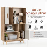 Freestanding Wooden Sideboard Storage Cabinet with 2 Doors and 4 Shelves-White