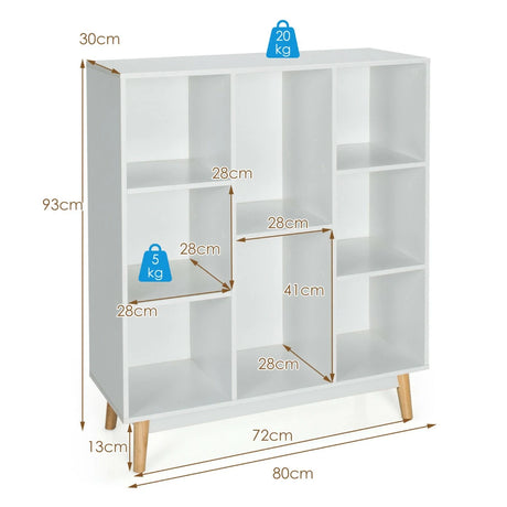 8-Cube Storage Organizer with 2 Anti-Tipping Mechanisms-White