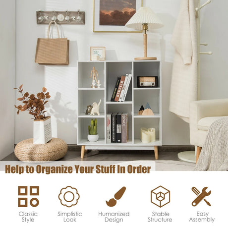 8-Cube Storage Organizer with 2 Anti-Tipping Mechanisms-White