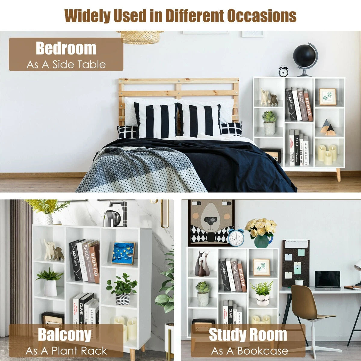 8-Cube Storage Organizer with 2 Anti-Tipping Mechanisms-White