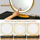 3 Modes Vanity Dressing Table with 3 Color Detachable LED Mirror-Black