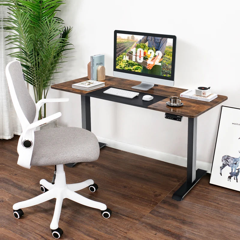 Electric Height Adjustable Standing Desk with Memory Smart Presets and Anti-Collision Function-Rustic Brown
