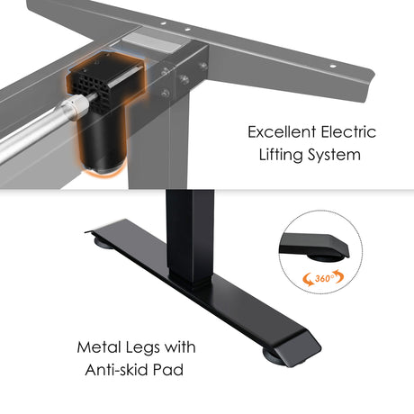Electric Height Adjustable Standing Desk with Memory Smart Presets and Anti-Collision Function-Rustic Brown