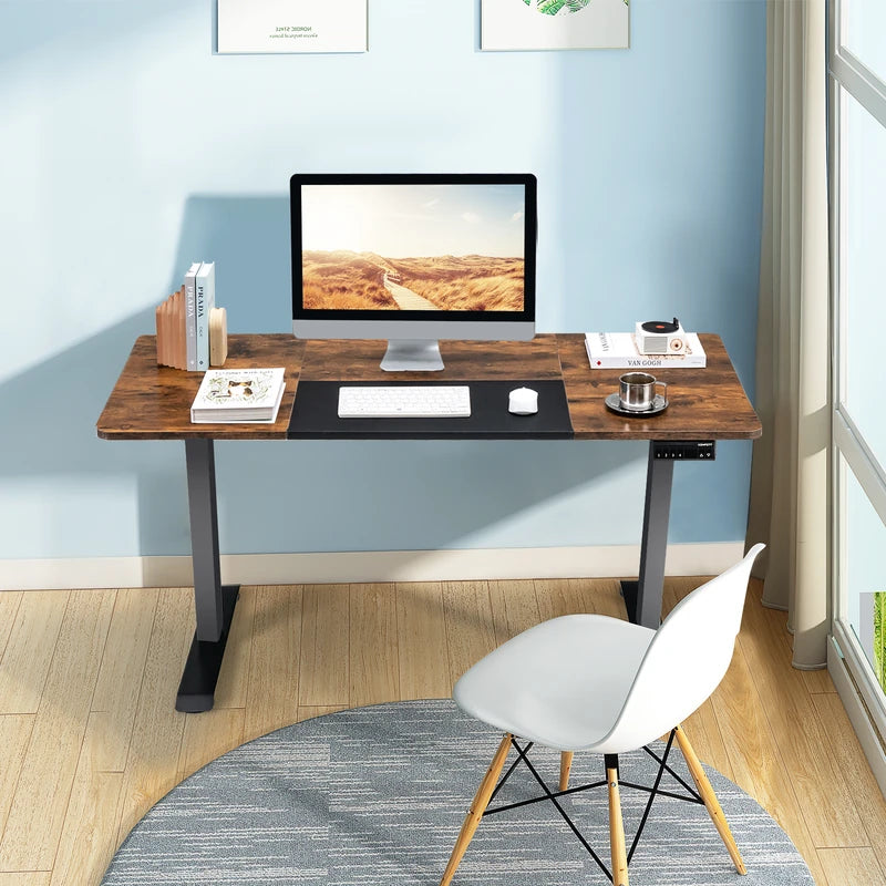 Electric Height Adjustable Standing Desk with Memory Smart Presets and Anti-Collision Function-Rustic Brown