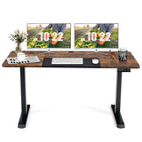 Electric Height Adjustable Standing Desk with Memory Smart Presets and Anti-Collision Function-Rustic Brown