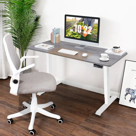 Electric Height Adjustable Standing Desk with Memory Smart Presets and Anti-Collision Function-Grey