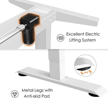 Electric Height Adjustable Standing Desk with Memory Smart Presets and Anti-Collision Function-Grey