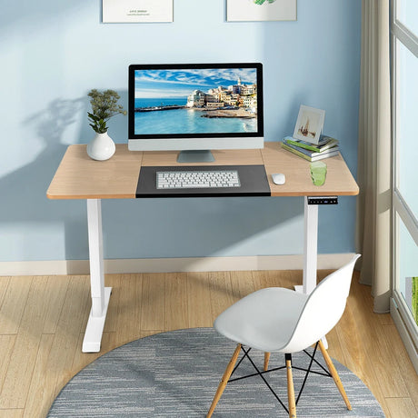 Electric Height Adjustable Standing Desk with Memory Smart Presets and Anti-Collision Function-Natural
