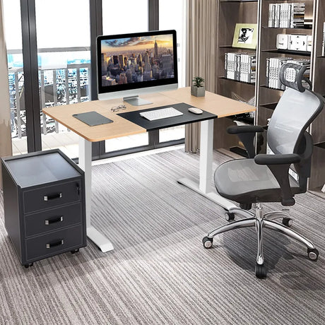Electric Height Adjustable Standing Desk with Memory Smart Presets and Anti-Collision Function-Natural