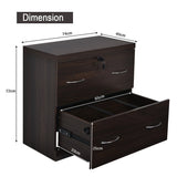 2-Drawer File Cabinet with Lock Hinging Bar Letter and Legal Size-Coffee