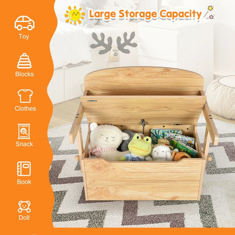 3-in-1 Kids Convertible Activity Bench Table Set with Toy Storage Box-Natural