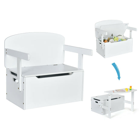 3 in 1 Kids Activity Table Set with Desk &amp; Bench &amp; Storage Box for Kindergarten White