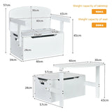 3 in 1 Kids Activity Table Set with Desk &amp; Bench &amp; Storage Box for Kindergarten White