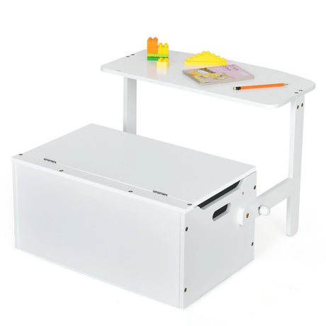3 in 1 Kids Activity Table Set with Desk &amp; Bench &amp; Storage Box for Kindergarten White