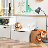 3 in 1 Kids Activity Table Set with Desk &amp; Bench &amp; Storage Box for Kindergarten White