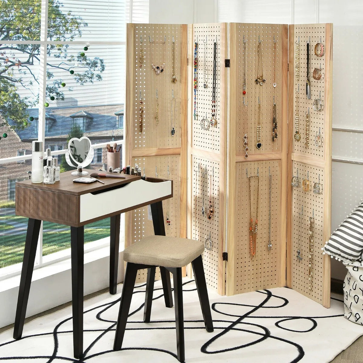152 cm Tall Folding 4-Panel Pegboard Display