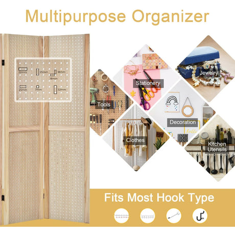 152 cm Tall Folding 4-Panel Pegboard Display
