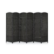 6-Panel Folding Screen Room Divider with Hand-woven Rattan