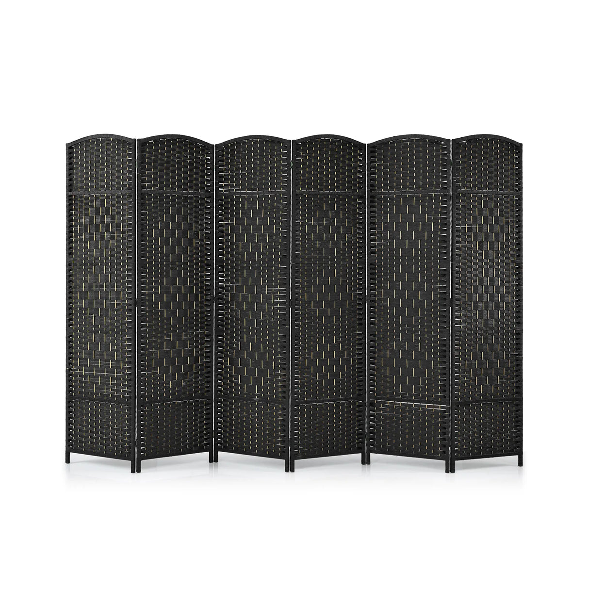 6-Panel Folding Screen Room Divider with Hand-woven Rattan
