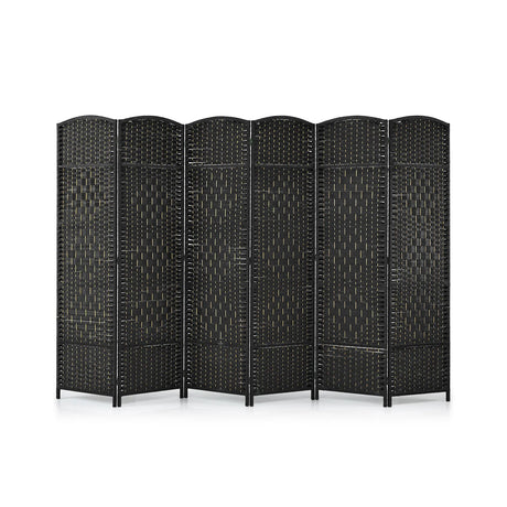 6-Panel Folding Screen Room Divider with Hand-woven Rattan