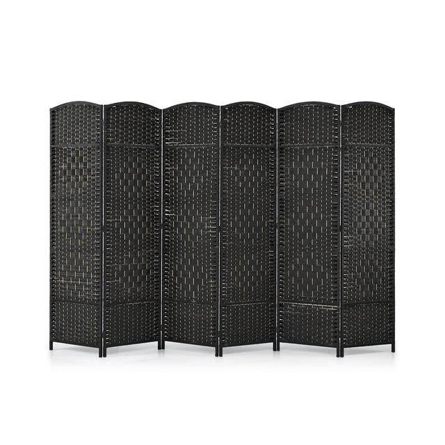 6-Panel Folding Screen Room Divider with Hand-woven Rattan