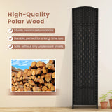 6-Panel Folding Screen Room Divider with Hand-woven Rattan