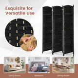 6-Panel Folding Screen Room Divider with Hand-woven Rattan