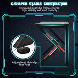 K-Shaped Gaming Desk with Cup Holder and Headphone Hook