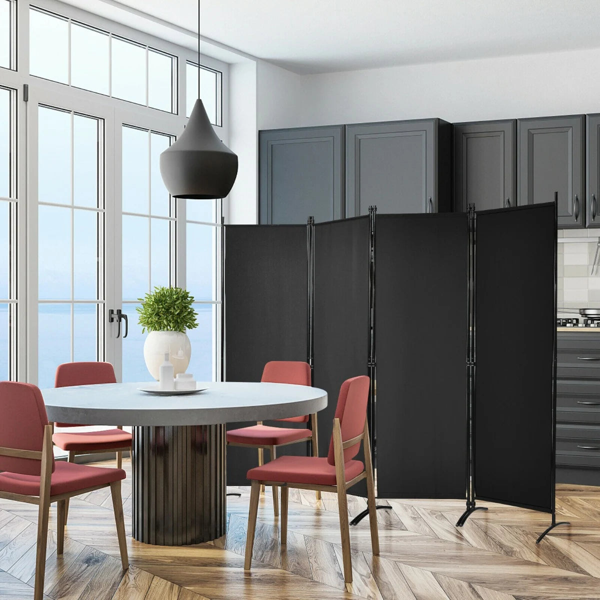 Portable Fiber Wall Divider  for Home Office-Black