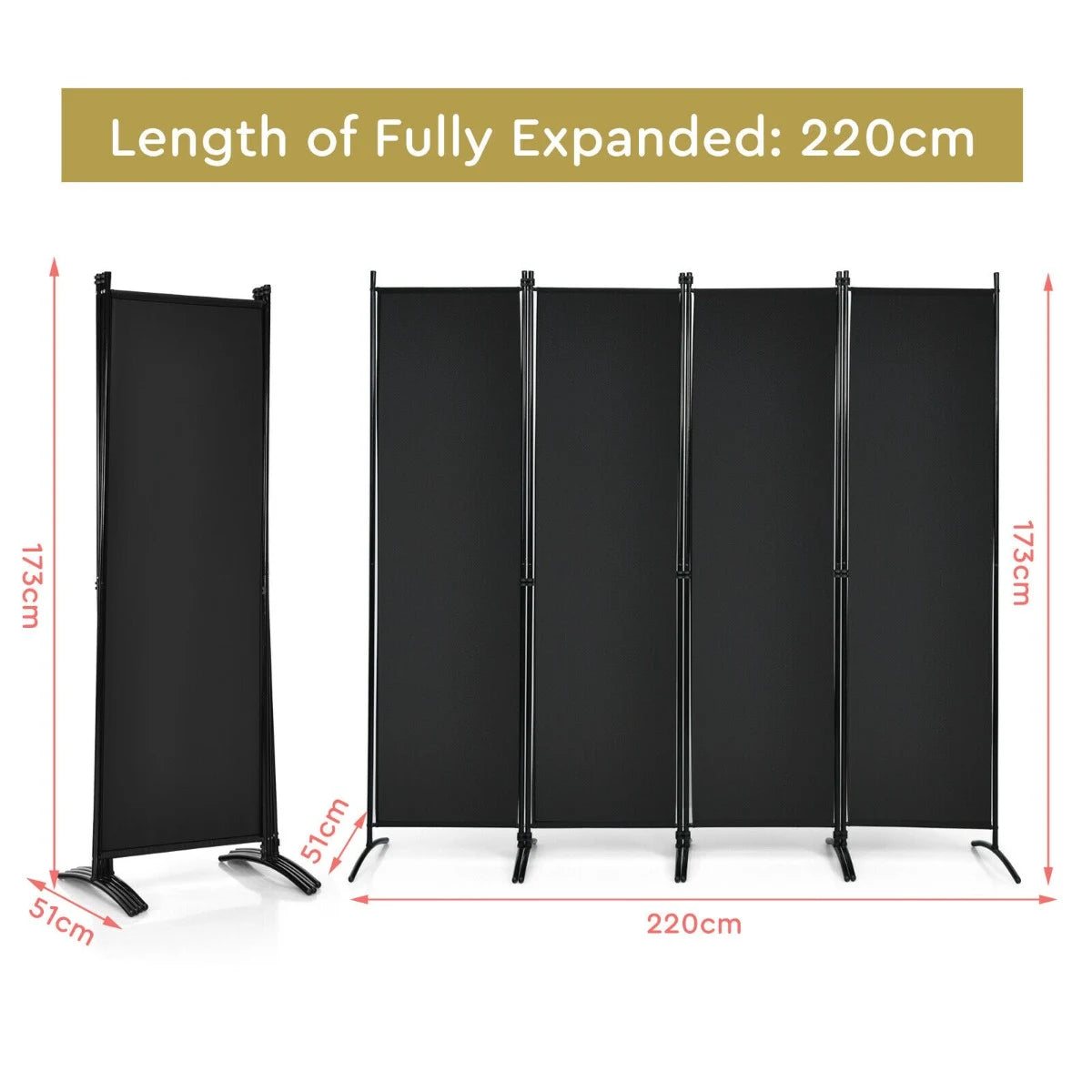 Portable Fiber Wall Divider  for Home Office-Black
