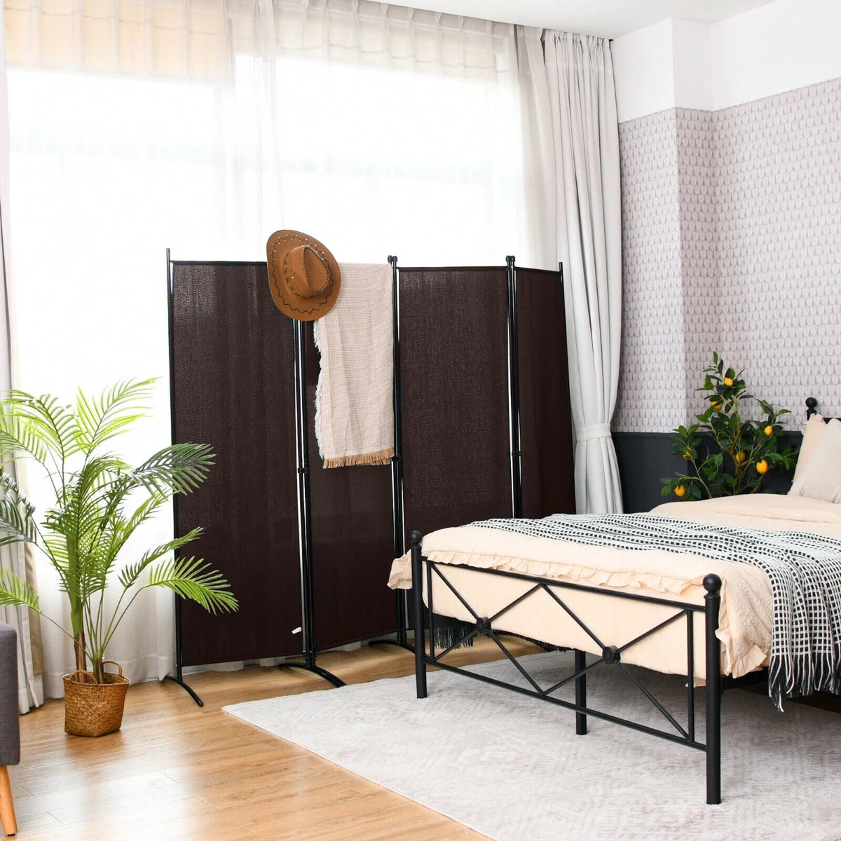 Portable Fiber Wall Divider  for Home Office-Coffee