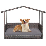 Outdoor Wicker Dog House with Weatherproof Roof-